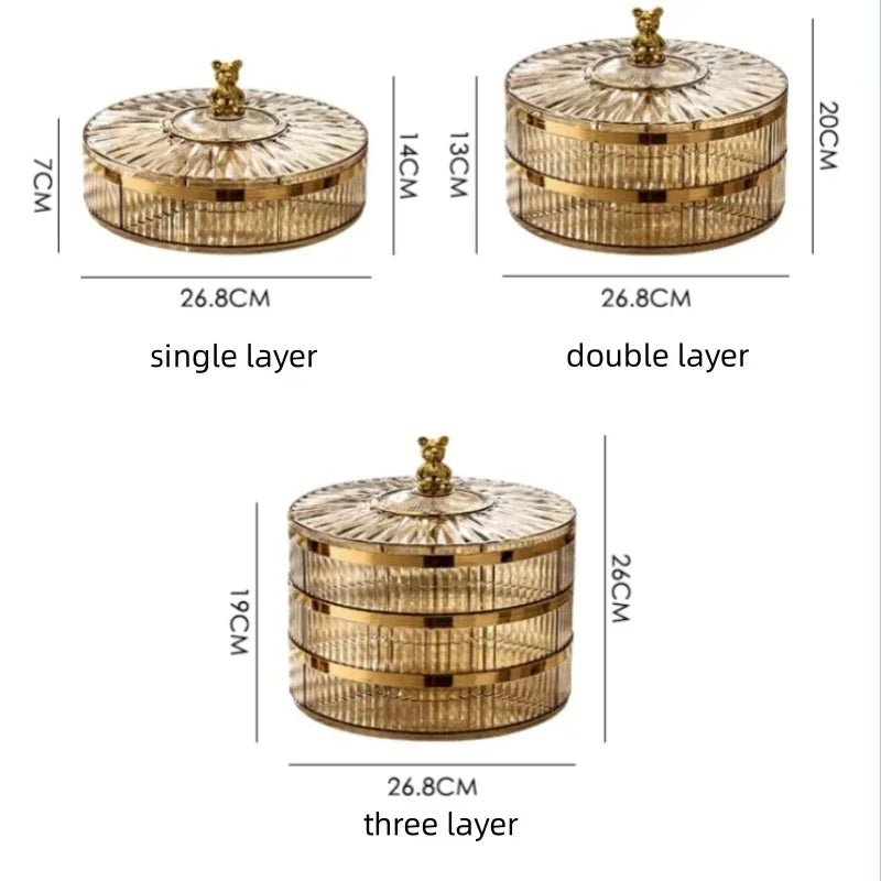Boîte à snacks transparente multicouche, anti-poussière, acrylique, fruits secs, boîte de rangement pour bonbons et noix, salon moderne, conteneur solaire