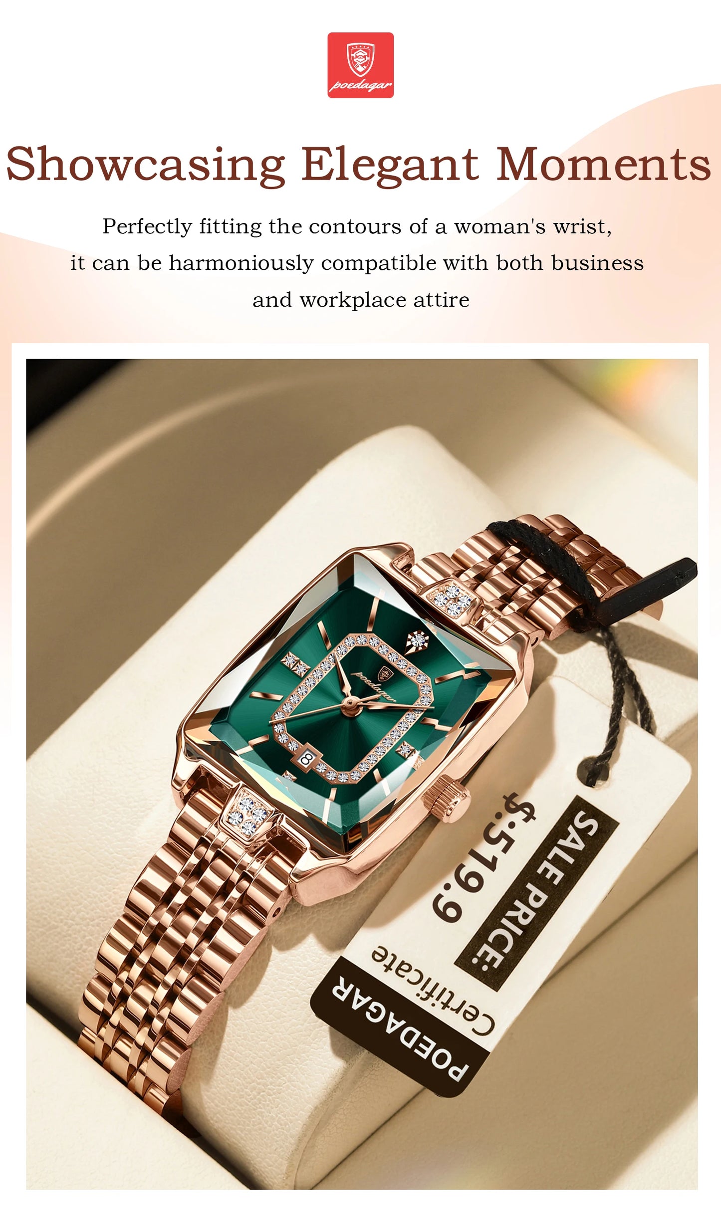 POEDAGAR montre de luxe pour femme calendrier étanche haute qualité dames montre en acier inoxydable Quartz femmes montres élégant + boîte