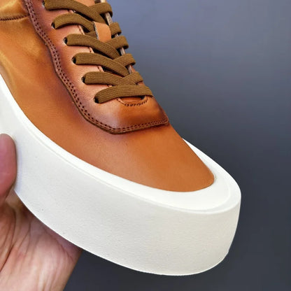 DOYUTIG-Chaussures de planche en cuir véritable pour hommes, baskets à semelle optique coordonnante, chaussures décontractées, rétro vintage, printemps et automne, SGHousex, nouveau