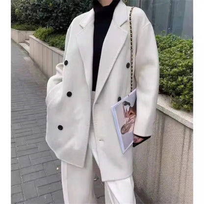 GENHUA 2025 automne hiver nouveaux modèles femmes Double face manteau en cachemire de haute qualité polyvalent 10% cachemire veste à Double boutonnage