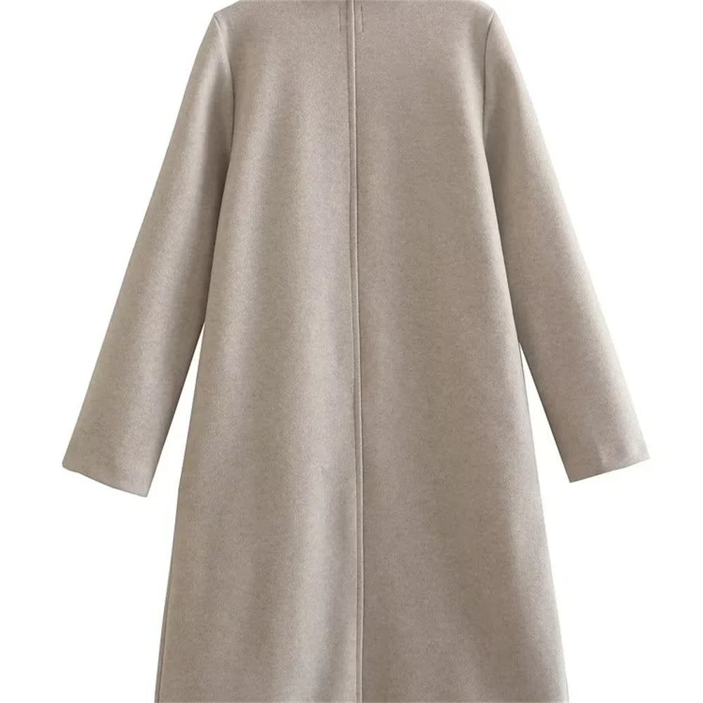 UNIZERA2023-Manteau mi-long pour femme, col trempé, col rabattable, manteau Open Smile, polyvalent, nouveau, automne et hiver