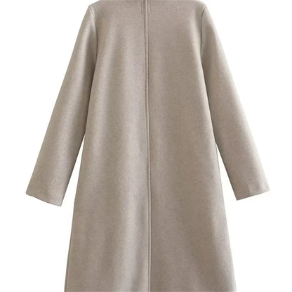 UNIZERA2023-Manteau mi-long pour femme, col trempé, col rabattable, manteau Open Smile, polyvalent, nouveau, automne et hiver