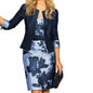 2 pièces/ensemble femmes manteau robe costumes ensemble imprimé fleuri gaine robe mi-longue point ouvert robe costume veste femmes tenue ensemble