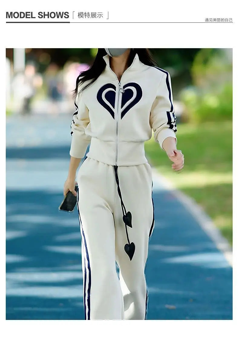 Printemps automne femmes survêtement de sport col montant fermeture éclair sweats + pantalons 2 pièces costumes dames tenues de mode vêtements de sport amples