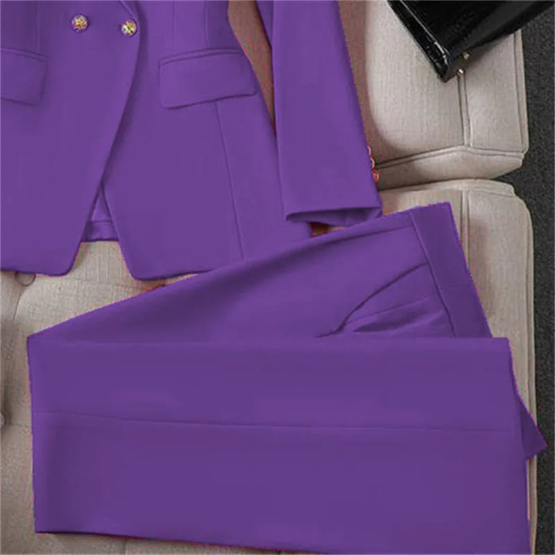 Décontracté à manches longues Blazer pantalon ensembles costumes pour femme 2025 mode 2 pièces ensemble pour femmes bureau dame manteaux vestes