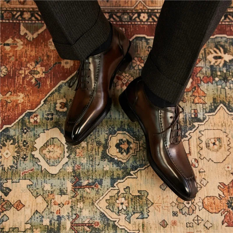 Chaussures Oxfords rétro en cuir véritable pour hommes, chaussures de luxe faites à la main, style britannique, mode confortable, noir, fête de mariage, qualité