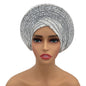 Paillettes Autogele Turban casquette pour femmes prêt africain Auto Gele casque Nigeria mariage Geles femme bandeau dame casque