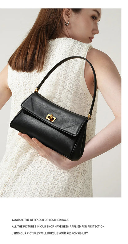 Sac à bandoulière en cuir de vache pour femmes, avec chaîne, petit Design, sac à main haut de gamme pour employés de bureau, accessoire de mode à bandoulière unique