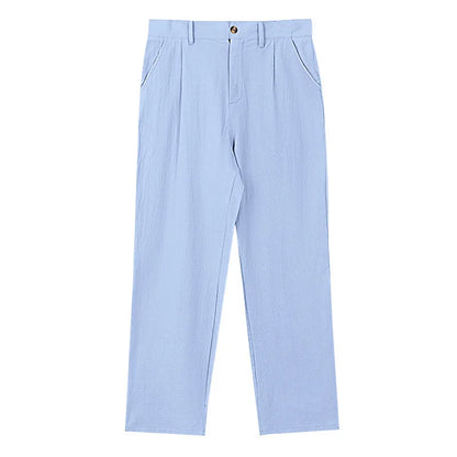 BERAKAH SUPRÊME – pantalon de costume décontracté en lin pour hommes, couleur unie, nouvelle mode, pantalon de plage à jambes larges, européen et américain