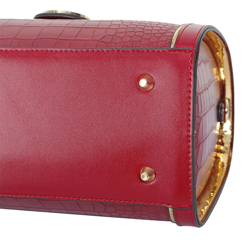 Sac à bandoulière classique rétro pour femmes, sac à main Boston Crocodile en relief, décoration de lettres, sac à poignée supérieure de haute qualité