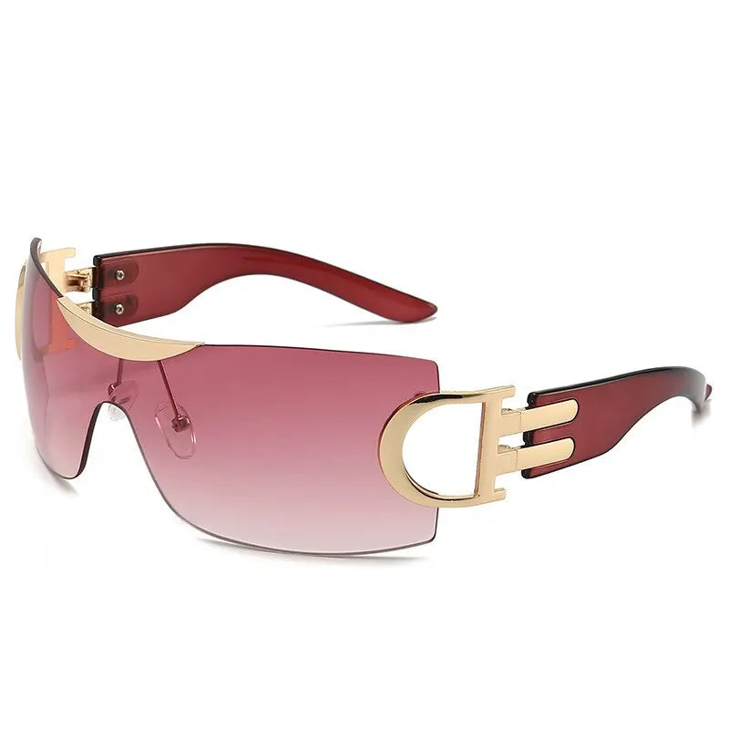 Lunettes de soleil Y2K sans monture pour femmes, lunettes de soleil sans cadre, nuances de chimshield, futuriste, respirant, unisexe, rond, mode