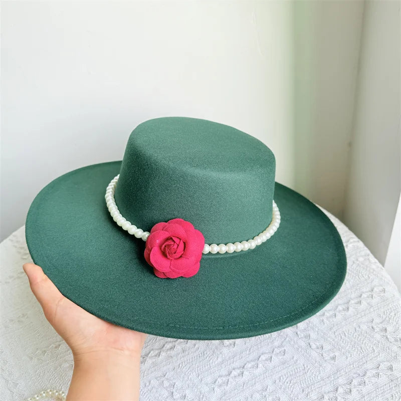 Chapeau Fedora de Style français pour femmes, chapeau en feutre à bord large de 10CM, Derby d'hiver et d'automne, chapeaux de Jazz de mariage
