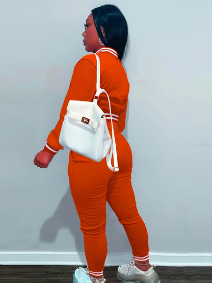 Veste de Baseball Pop de couleur Pure pour femmes, costume de sport à simple boutonnage, deux pi, printemps et automne, Europe et états-unis