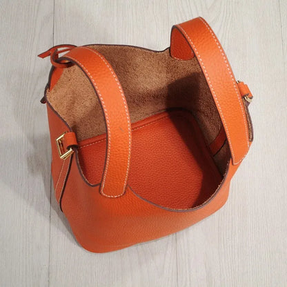 Sac à lunch en cuir de vachette véritable, panier alimentaire E27, sac à main de pique-nique Amazon, poignée supérieure souple, 2024 importé