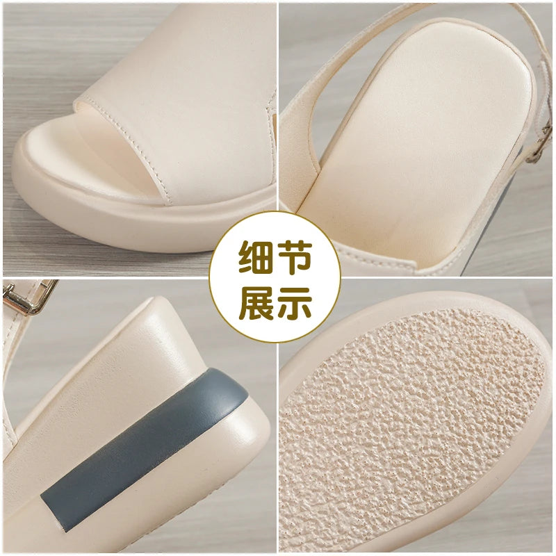 Sandales à plateforme compensée d'été mode rétro Romen chaussures De plage dames décontracté Peep orteil doux confortable Sandalias De Mujer