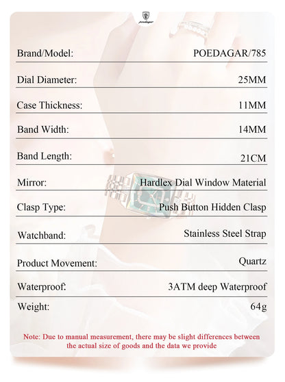 POEDAGAR montre de luxe pour femme calendrier étanche haute qualité dames montre en acier inoxydable Quartz femmes montres élégant + boîte