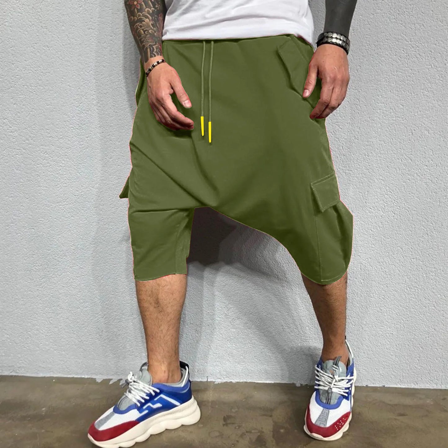 Pantalon de survêtement décontracté pour hommes, tendance Hip Hop en Europe et en amérique, ample, solide, sport de rue, Harlan, court, vêtements pour hommes
