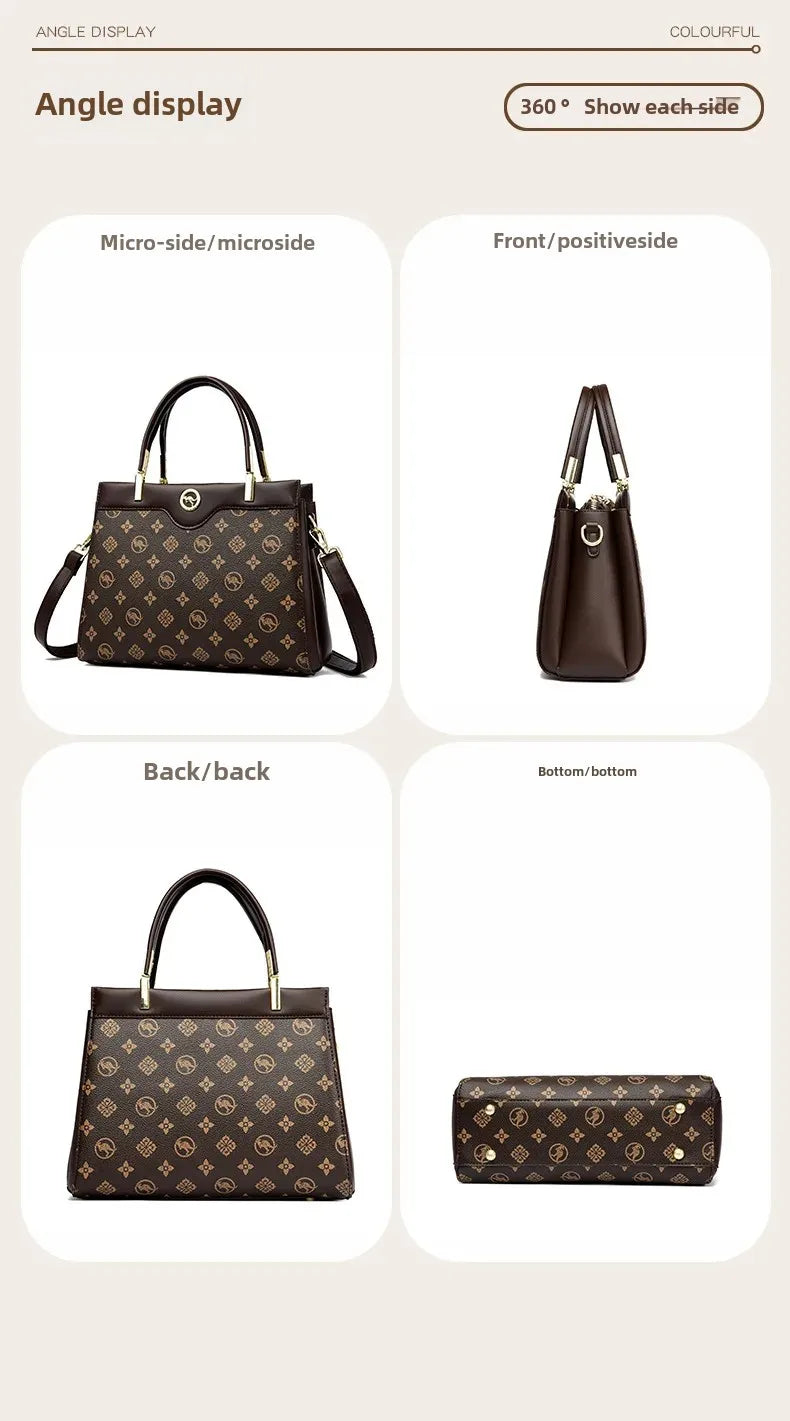 Sac fourre-tout rétro de grande capacité, sac à main imprimé couleur assortie Simple, cadeau pour maman, sac à bandoulière Simple, fermeture à glissière, autre matériau