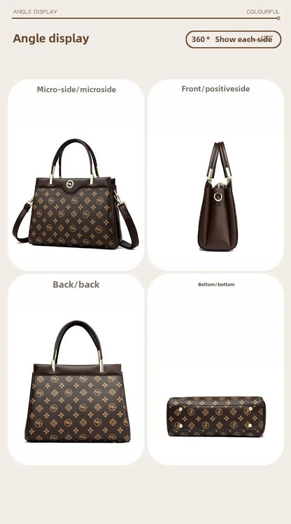 Sac fourre-tout rétro de grande capacité, sac à main imprimé couleur assortie Simple, cadeau pour maman, sac à bandoulière Simple, fermeture à glissière, autre matériau