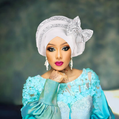 Cravate de Sauna à Paillettes pour Femme, Turban Africain avec Nministériels d Papillon Doux, Accessoire de ix