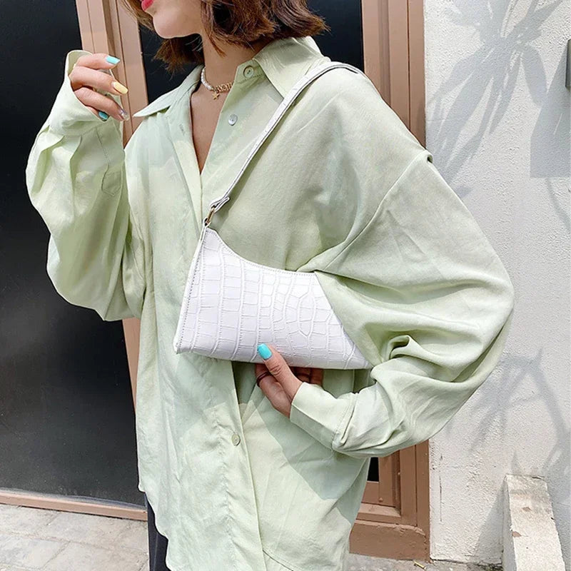 Sacs à main et bourse rétro motif Alligator pour femmes, petits sacs à bandoulière sous les aisselles, pochette fourre-tout en cuir PU de bonne qualité pour dames