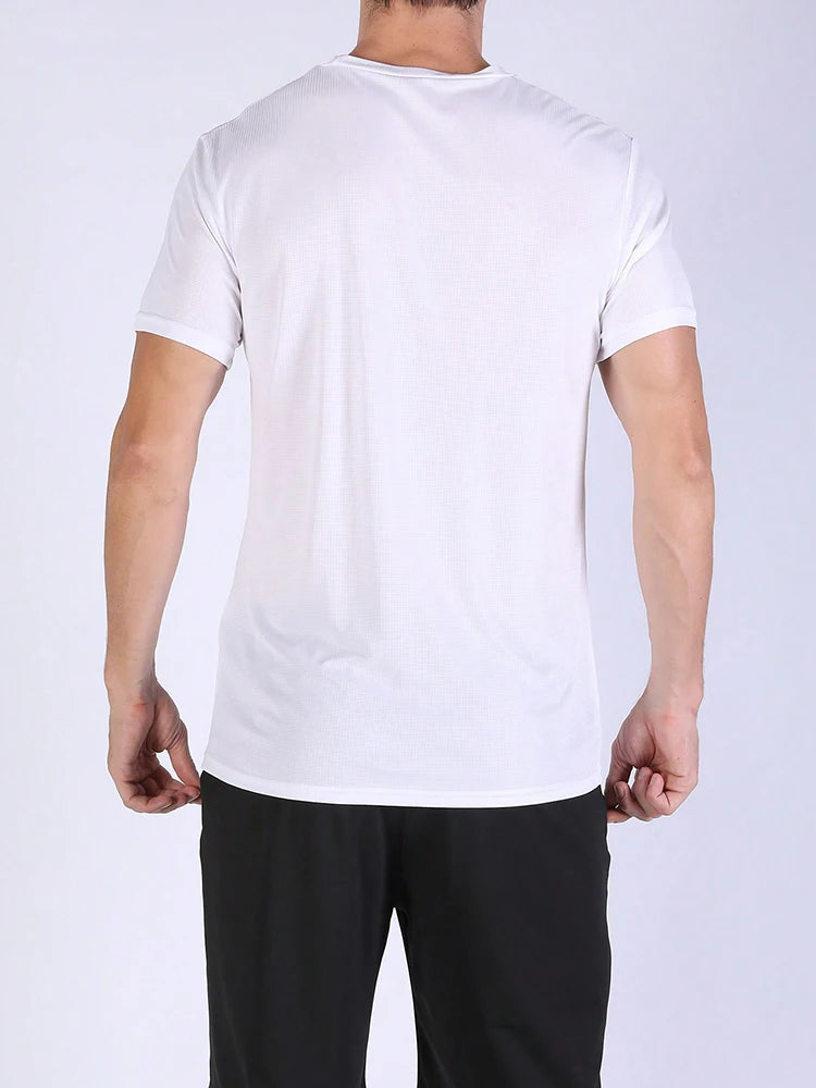 T-shirt de sport à séchage rapide ultraléger pour homme, haut léger, respirant, solide, document, entraînement de fitness, entraînement, course à pied, salle de sport