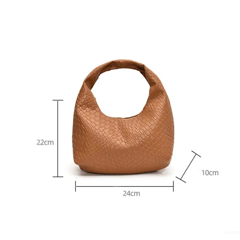 Femmes classique mode tissé en relief Hobo souple en cuir PU petit sac à bandoulière à poignée supérieure décontracté sacs à main quotidiens