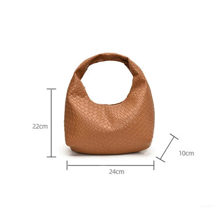 Femmes classique mode tissé en relief Hobo souple en cuir PU petit sac à bandoulière à poignée supérieure décontracté sacs à main quotidiens
