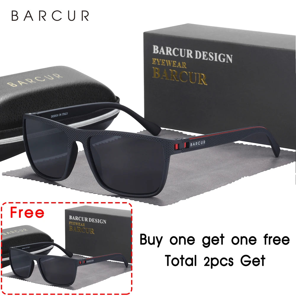 BARCUR Design-Lunettes de soleil polarisées TR90 pour homme et femme, accessoire de sport léger, protection UVAB
