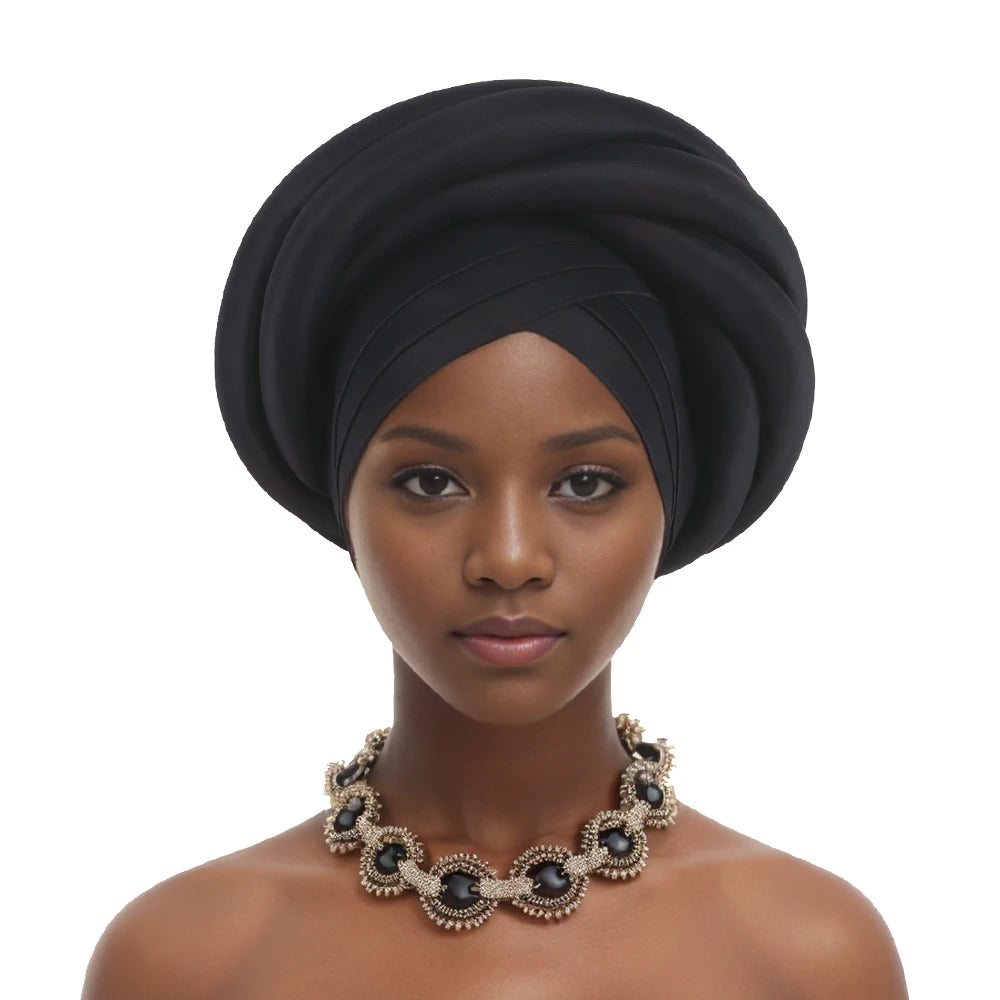 Turban Tressé pour Femme Africaine, Couvre-Chef Brut du Nigeria, Chapeau Musulman de ix, Vêtement de Sauna