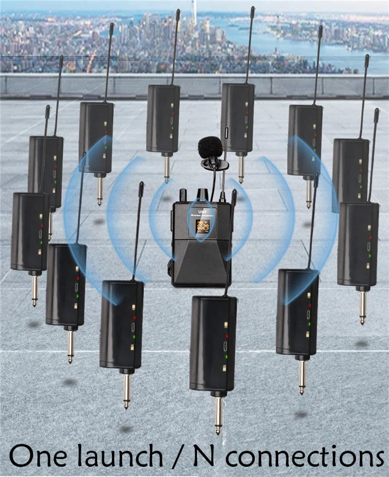 Microphone casque micro Lavalier sans fil avec émetteur récepteur affichage LED transmetteur Bodypack pour l'enseignement des performances en direct