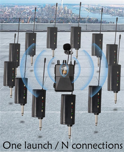 Microphone casque micro Lavalier sans fil avec émetteur récepteur affichage LED transmetteur Bodypack pour l'enseignement des performances en direct