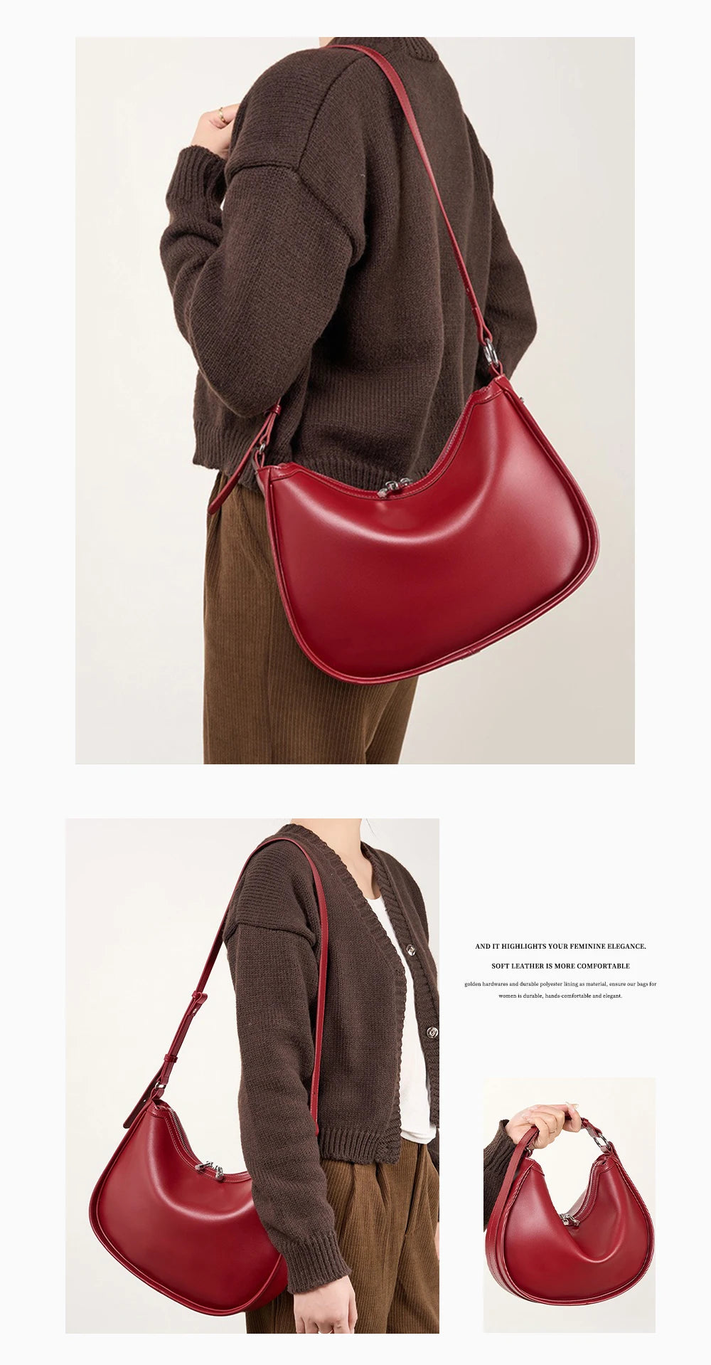 Zency Premium en cuir véritable femmes Sac à main de luxe Hobo Sac grande capacité mode épaule Bolsa pour femme amant fille cadeau Sac