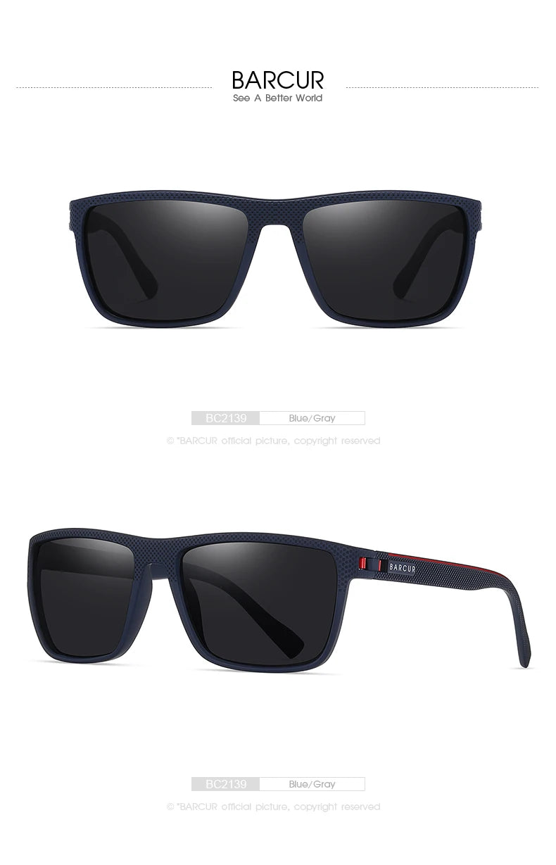 BARCUR Design-Lunettes de soleil polarisées TR90 pour homme et femme, accessoire de sport léger, protection UVAB