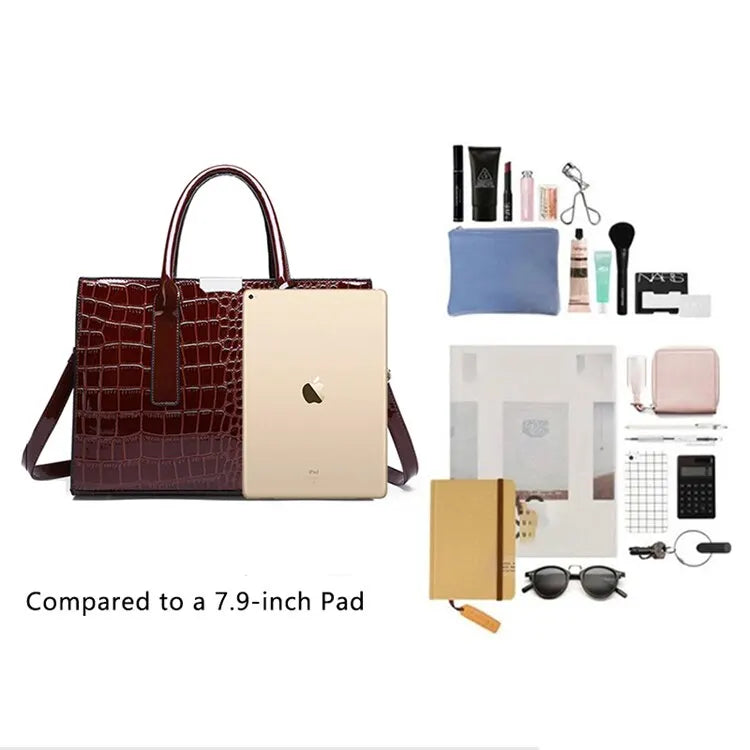 Sacs à main à imprimé crocodile pour femmes, sac fourre-tout, sangle réglable, poignée supérieure, grande capacité, sacs à bandoulière, travail, voyage, cadeau