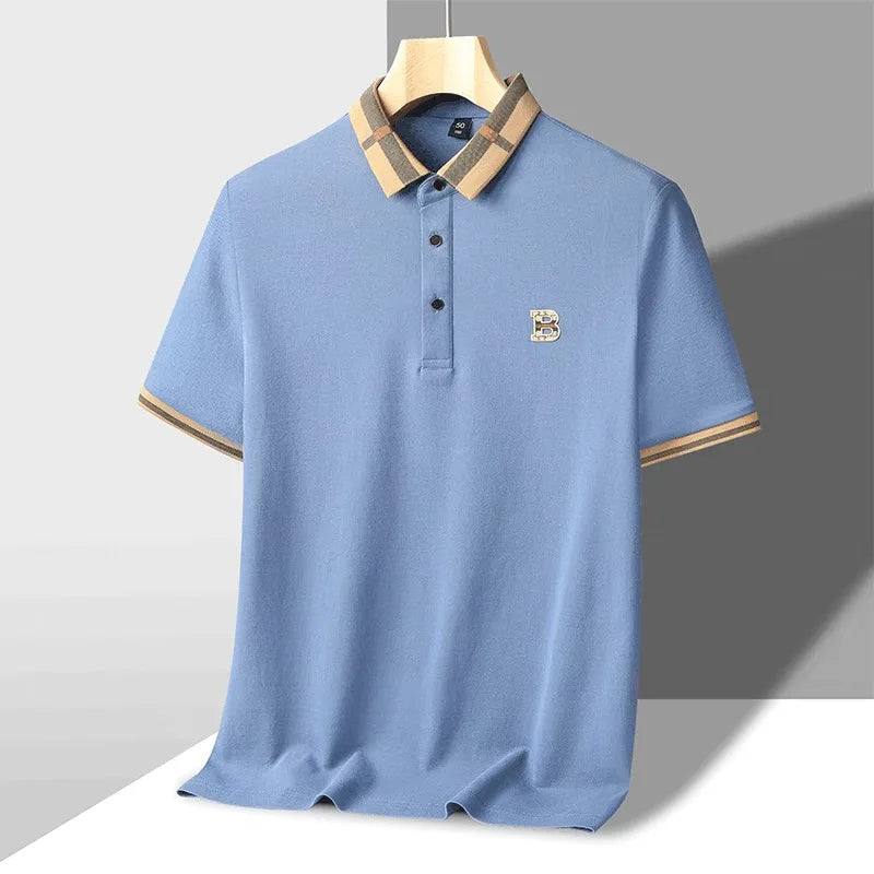 Marque de luxe logo polo à manches courtes hommes été nouveau haut de gamme en soie coton respirant Paul T-shirt mode décontracté vêtements pour hommes
