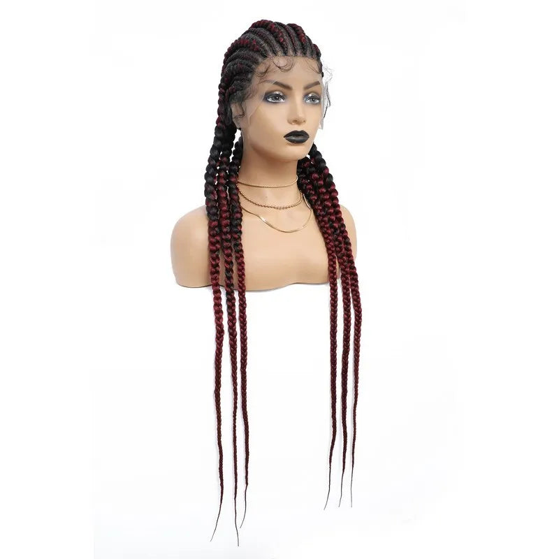 Incoo-Perruque synthétique tressée pour femmes noires, 36 pouces, sans nœud, boîte, Cornrow, cheveux africains
