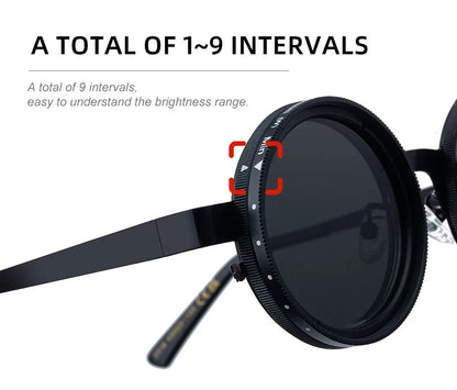 ND2-400 9 niveaux réglable gradation lunettes de soleil polarisées hommes femmes pêche Punk lunettes rondes conduite lunettes ND filtre