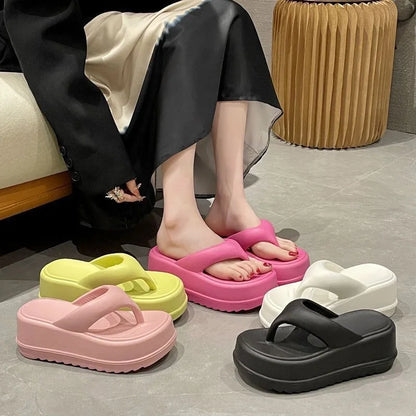 Bebealy-Pantoufles d'Été à Talons Profonds pour Femme, Chaussures de Plage Souples, Semelle Optique Extérieure, Nuage Non Ald