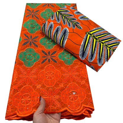 Tissu africain en dentelle de Voile suisse, 2.5 + 3 yards, véritable cire pour coudre une robe de soirée, nouvel arrivage