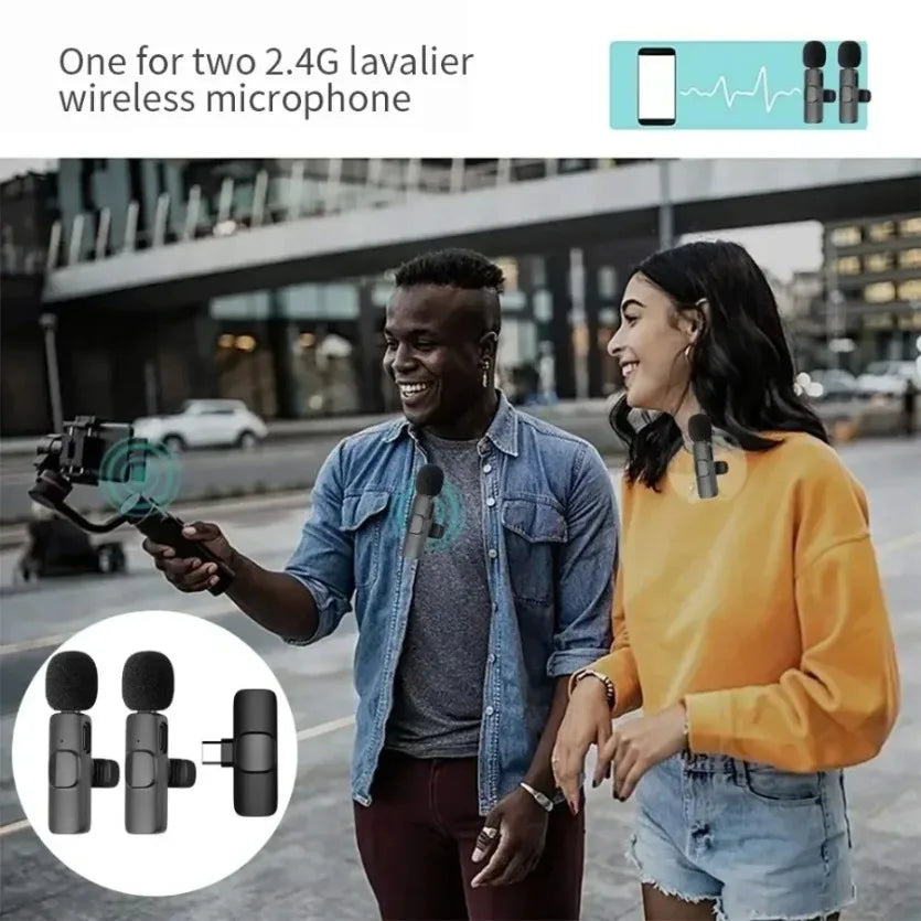 XIKCU Microphone Lavalier sans fil Portable enregistrement Audio vidéo Mini micro pour iPhone diffusion en direct téléphone de jeu avec réception