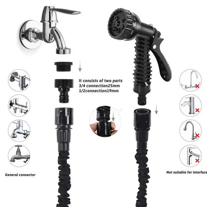 Tuyau magique extensible 2024, lavage de voiture à haute pression, 7 fonctions de pulvérisation d'eau, pistolet à eau, tuyau d'arrosage de jardin domestique