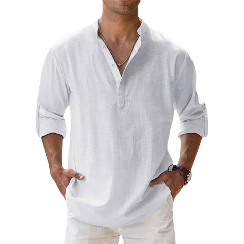 Nouvelle chemise à manches longues pour hommes chemise respirante décontracté basique chemise en coton hauts