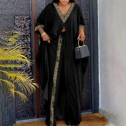 Ensemble haut et pantalon à manches longues pour femmes, col en V, impression de lettres, devant ouvert, décontracté, mode printemps, été, nouveau, 2023