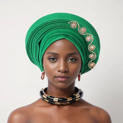 Geles de mariage nigérian, couvre-chef africain, Turbans Auto Gele pour femmes, tissu Aso Oke, couvre-chef musulman, couvre-chef féminin