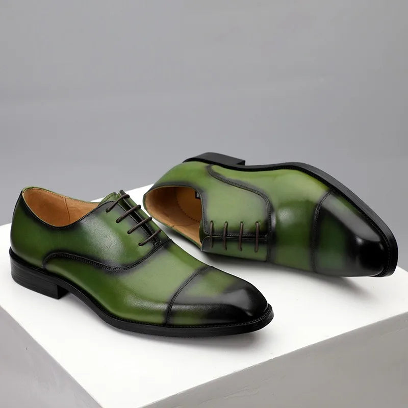 Chaussures en cuir formelles pour hommes, chaussures d'affaires britanniques décontractées Oxford confortables pour mariage en cuir véritable