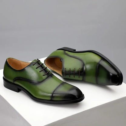 Chaussures en cuir formelles pour hommes, chaussures d'affaires britanniques décontractées Oxford confortables pour mariage en cuir véritable