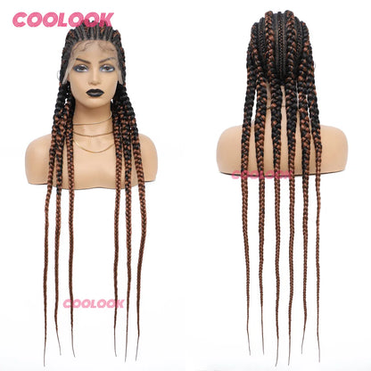 360 pleine dentelle Cornrow tressé perruques pour les femmes noires synthétique sans noeud 20 "sans colle tressé perruque avec des cheveux de bébé déesse tresses perruque