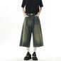 Short en Denim Baggy pour hommes, mode rétro décontractée, ample, jambes larges, longueur mollet, Streetwear Y2K, Style coréen