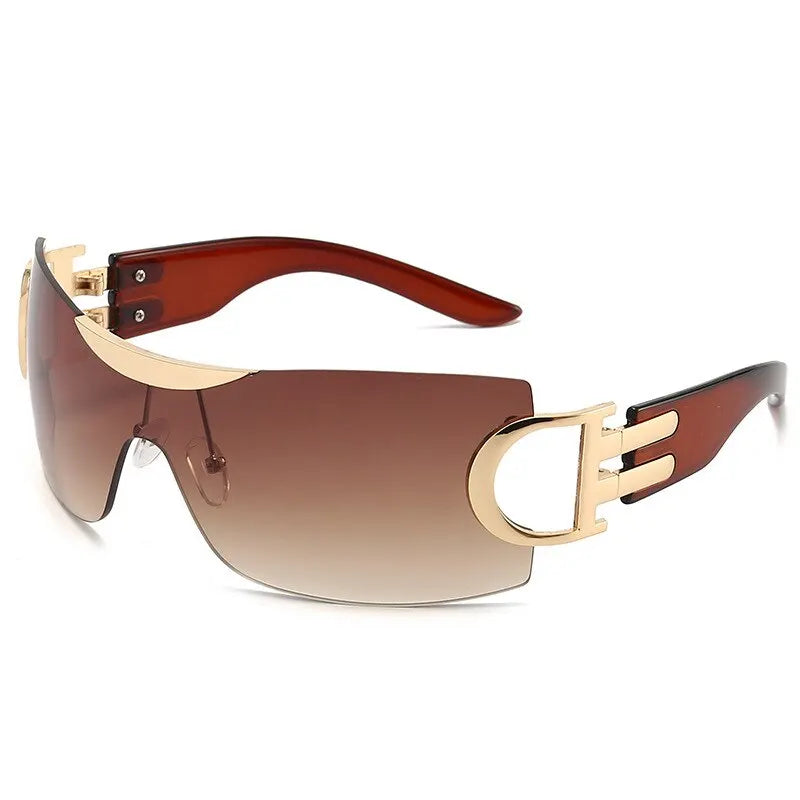 Lunettes de soleil Y2K sans monture pour femmes, lunettes de soleil sans cadre, nuances de chimshield, futuriste, respirant, unisexe, rond, mode